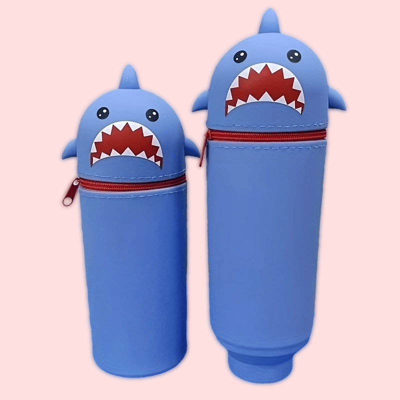 Large Capacity 2-in-1 Silicone Pencil Case & Pen Holder, Cute Animal Design Multifunctional Zippered Stationery Pouch