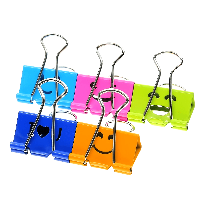 Binder Clips / Binder - 12pcs of Colorful Metal Fun Clips with Cute Faces in Various Colors, Suitable for Office, Teacher Gifts, And Kitchen Use