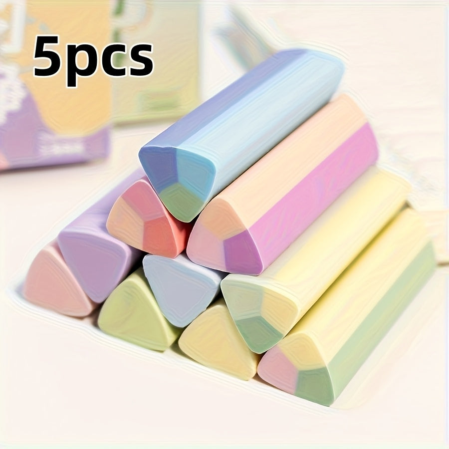 5pcs Multi-Color Triangular Erasers, No-Mark Kneadable Eraser for Writing, Drawing & Sketching – Perfect Office Supplies and Back-to-School Gift, Macaron-Shaped Detailing Tool, High-Quality Art & School Essentials, Mini Era