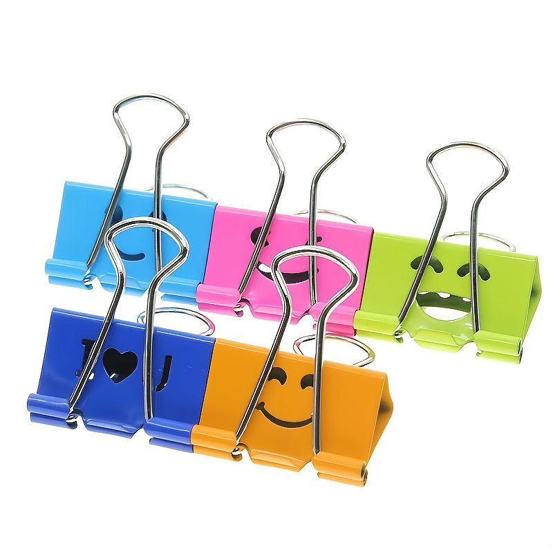 Binder Clips / Binder - 12pcs of Colorful Metal Fun Clips with Cute Faces in Various Colors, Suitable for Office, Teacher Gifts, And Kitchen Use