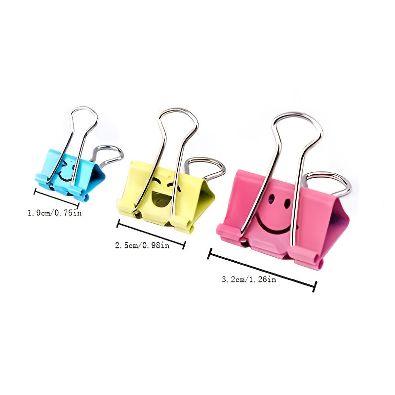 Binder Clips / Binder - 12pcs of Colorful Metal Fun Clips with Cute Faces in Various Colors, Suitable for Office, Teacher Gifts, And Kitchen Use