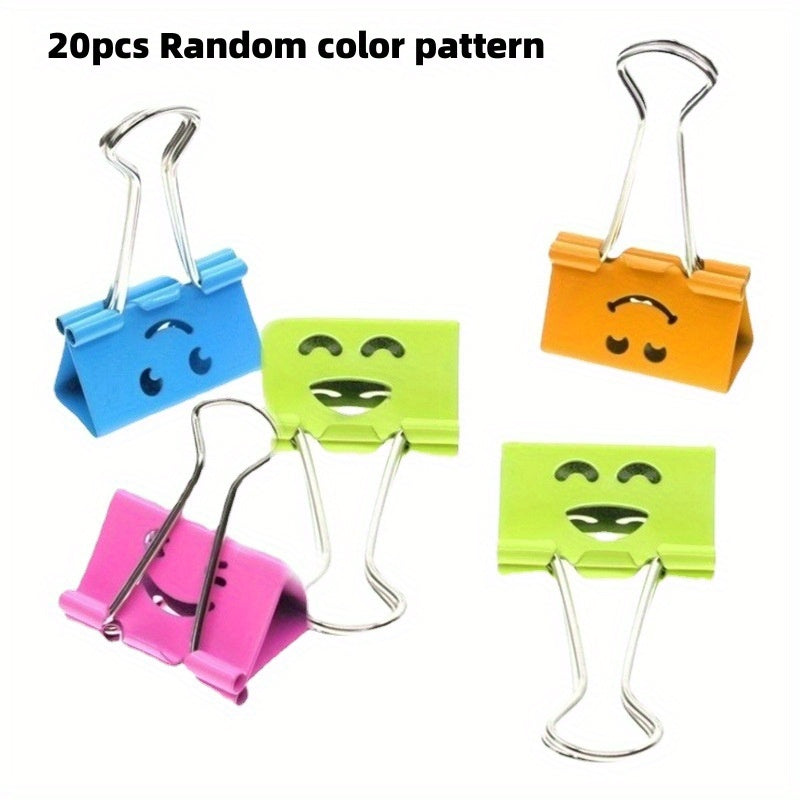 20pcs Creative hollowed out long tail clip, smiling face ticket clip, colorful folder, creative ledger clip,The best gifts for back to school season, Halloween, Thanksgiving, Christmas, and New Year