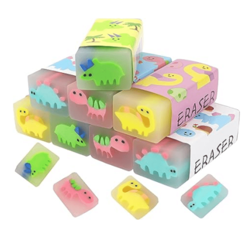 Cute Dinosaur Pencil Erasers 5pcs - Funny Cartoon Rubber Erasers for Youngsters, Perfect for School And Drawing