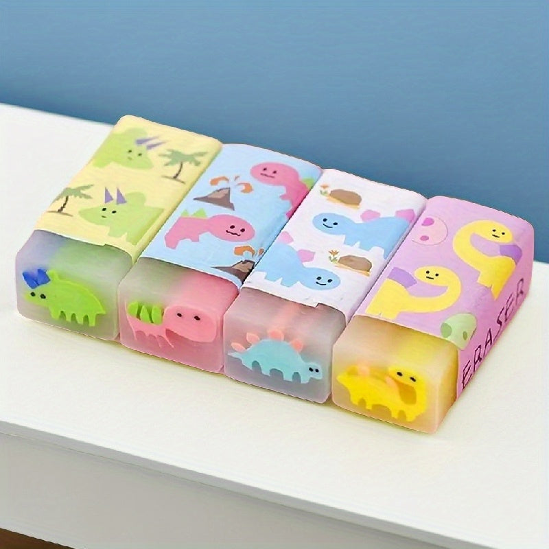 Cute Dinosaur Pencil Erasers 5pcs - Funny Cartoon Rubber Erasers for Youngsters, Perfect for School And Drawing