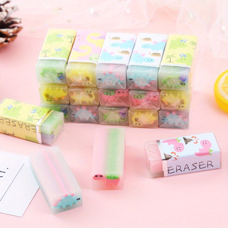 Cute Dinosaur Pencil Erasers 5pcs - Funny Cartoon Rubber Erasers for Youngsters, Perfect for School And Drawing