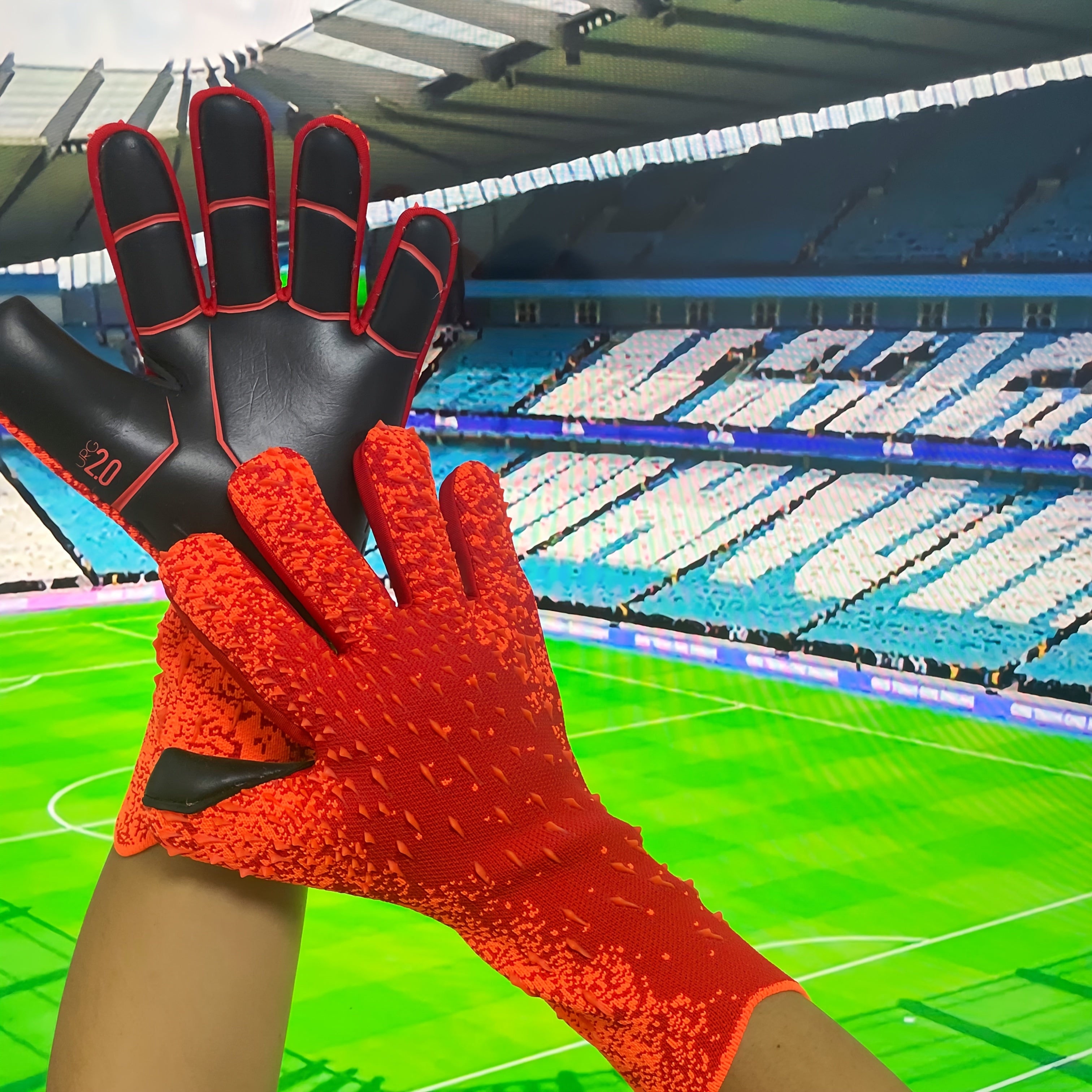 1 Pair Thick 3.5MM Soccer Goalkeeper Gloves | Soft Latex Material, Unisex Outdoor Sports Training Gloves, Knit Fabric, All-season Use