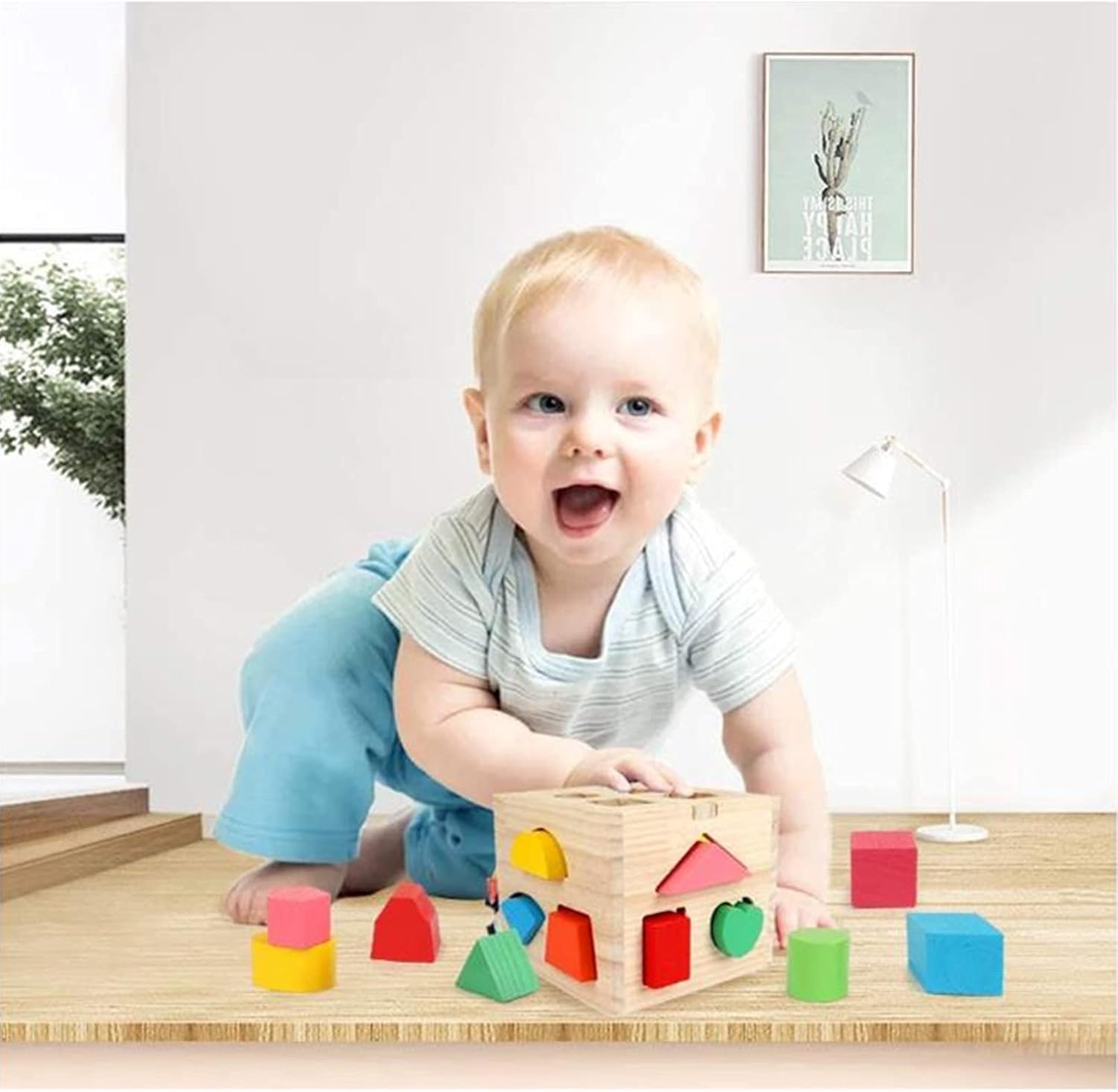 Wooden Shape Sorting Cube Toys