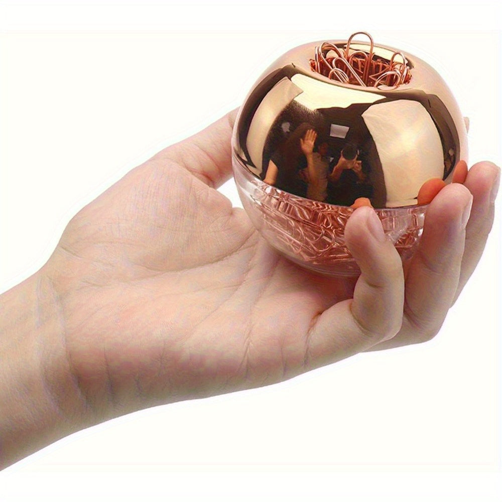 100pcs 28mm Paper Clips in Round Paper Clip Dispenser Holder with Magnetic Lid Ring for Office School Home Organizer Accessories Gift Idea