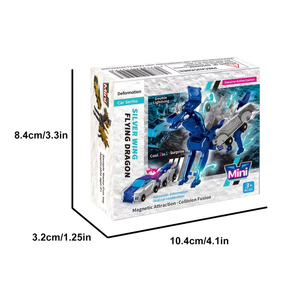 Dinosaur Car Toy with Magnetic Features - Manual Activation for Dinosaur And Car Transformation, No Batteries Required - Ideal Birthday And Christmas Present for Kids, Party Gifts, Creative Play