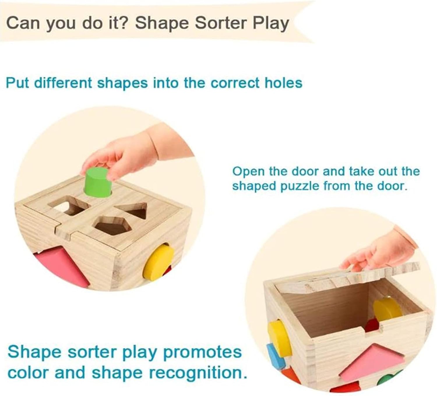 Wooden Shape Sorting Cube Toys