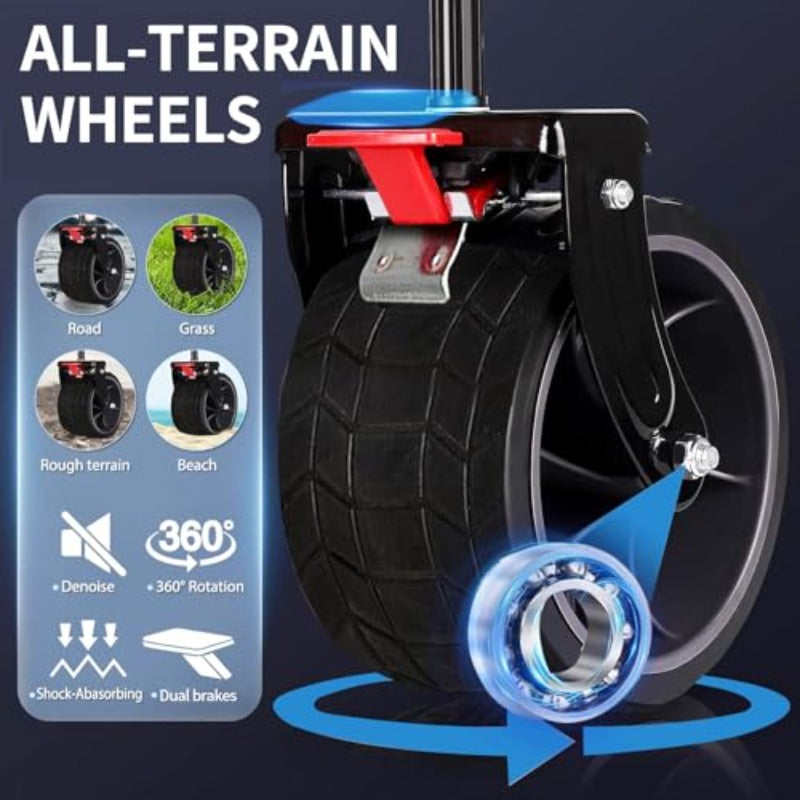 260L Heavy Duty Collapsible Utility Wagon | Foldable Garden/Beach Cart with 199.58KG Weight Capacity, Adjustable Handle, Mesh Cup Holder, and Brakes, Iron and Plastic Construction, No Electricity Required