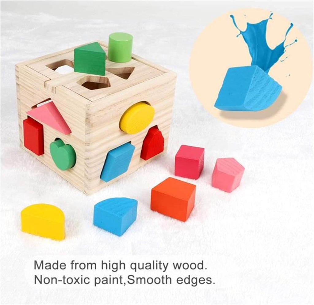 Wooden Shape Sorting Cube Toys