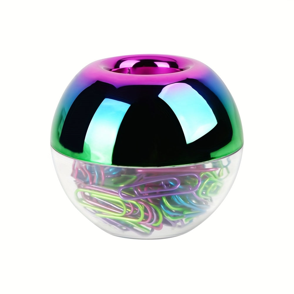 100pcs 28mm Paper Clips in Round Paper Clip Dispenser Holder with Magnetic Lid Ring for Office School Home Organizer Accessories Gift Idea