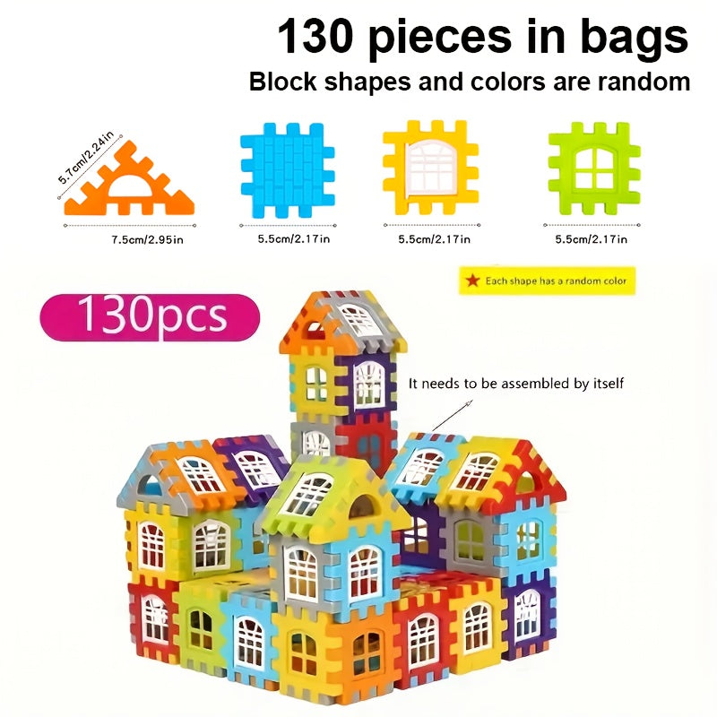 [Educational Blocks] 50/100/130pcs Educational Building Blocks Set | Large Size Creative Building Blocks, Intelligent Development Functions, Educational DIY Assembly Toys | Stimulate Creativity, Classroom Prizes, Birthday Gif