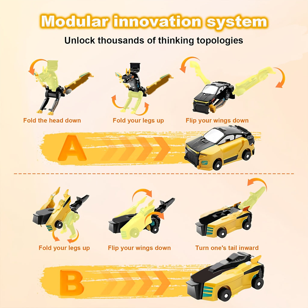 Dinosaur Car Toy with Magnetic Features - Manual Activation for Dinosaur And Car Transformation, No Batteries Required - Ideal Birthday And Christmas Present for Kids, Party Gifts, Creative Play