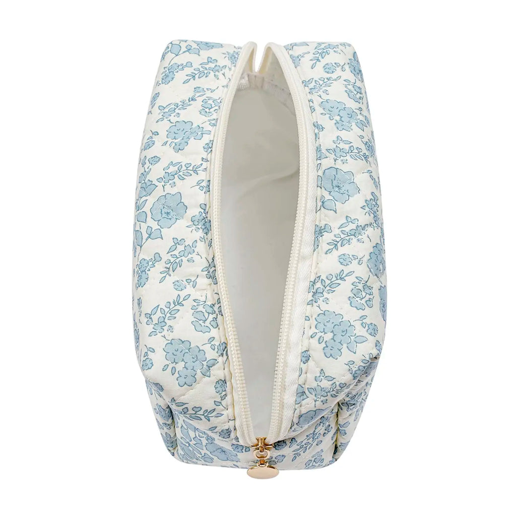 Storage - Organizer Floral Puffy Quilted Makeup Bag Flower Printed Cosmetic Pouch Large Travel Cosmetic Bag Make up Aesthetic