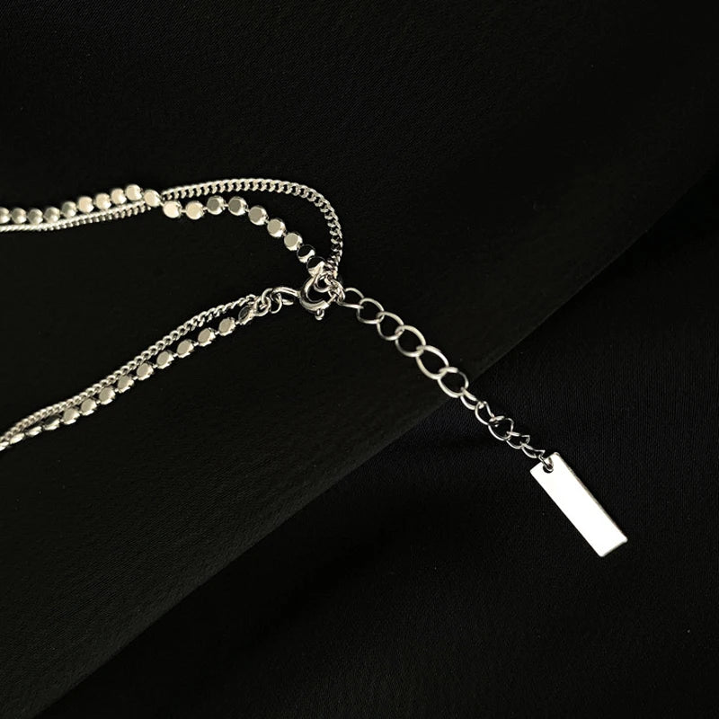 LYSEN - 
VENTFILLE 925 Sterling Silver Double Layer Anklet for Women Geometric Disc Anklet Bracelet Summer Jewelry