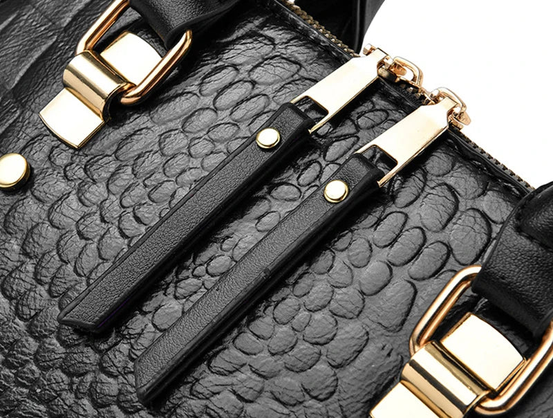 CROVÉ - 
Yogodlns Luxury Crocodile Pattern Handbag Women Winter New PU Leather Tassel Shoulder Bag Brands Design Handle Bag Lady Purse