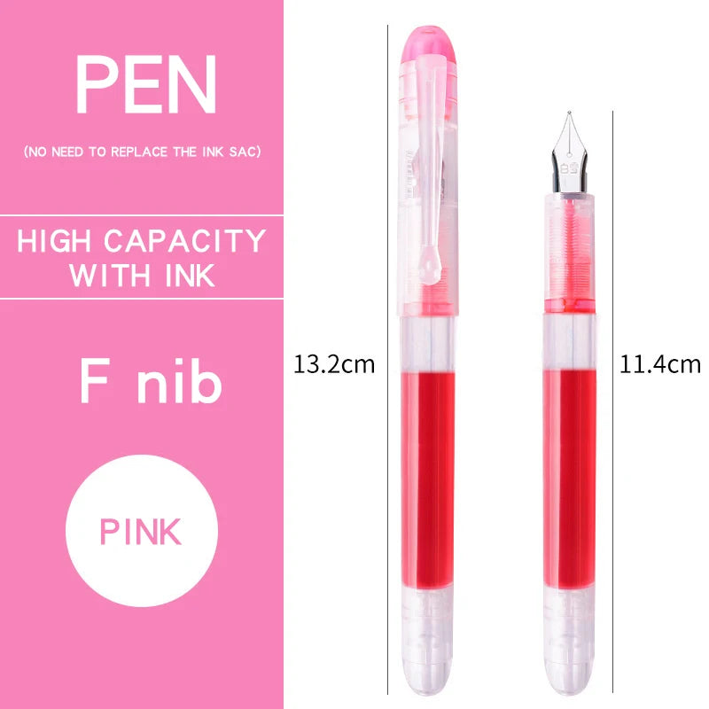 0.38/0.5mm Fountain Pen Writing Large Ink Officeschool Supplies 8 Colors 2022 Stationery Set Kawaii Gift Fashion EF F Nib 03967