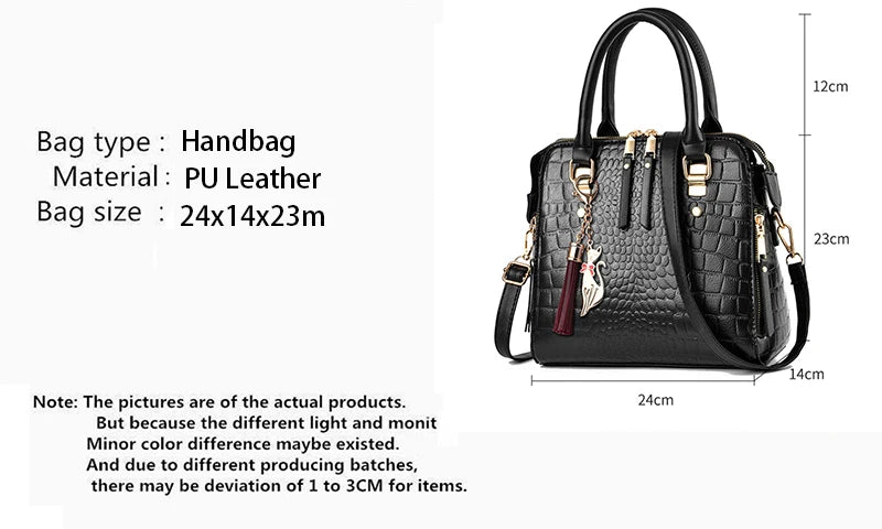 CROVÉ - 
Yogodlns Luxury Crocodile Pattern Handbag Women Winter New PU Leather Tassel Shoulder Bag Brands Design Handle Bag Lady Purse