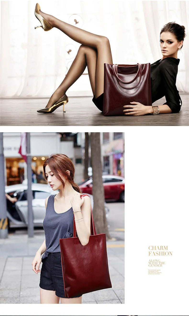 ARLEN - 
Cow Leather Bag Ladies Genuine Leather Handbags Big Women Bag Large Vintage Female 2023 Office Hand Shoulder Bags For Women Tote