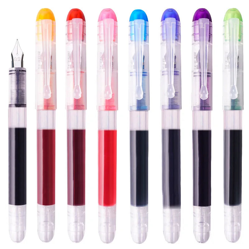 0.38/0.5mm Fountain Pen Writing Large Ink Officeschool Supplies 8 Colors 2022 Stationery Set Kawaii Gift Fashion EF F Nib 03967