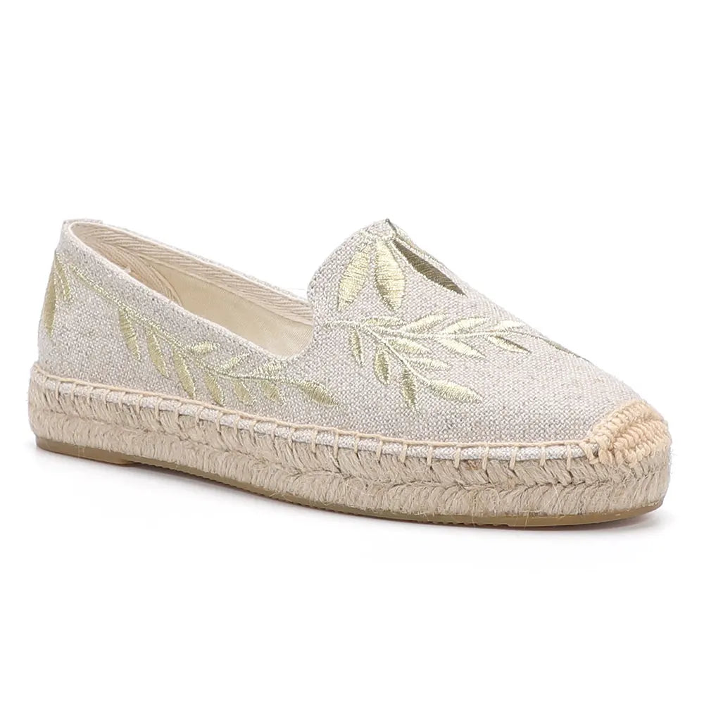 Round Toe -  Womens Espadrilles Flat Shoes 2022 Hot Sale Real Platform Rubber Slip-on Casual Floral Zapatillas Mujer Sapatos Hemp