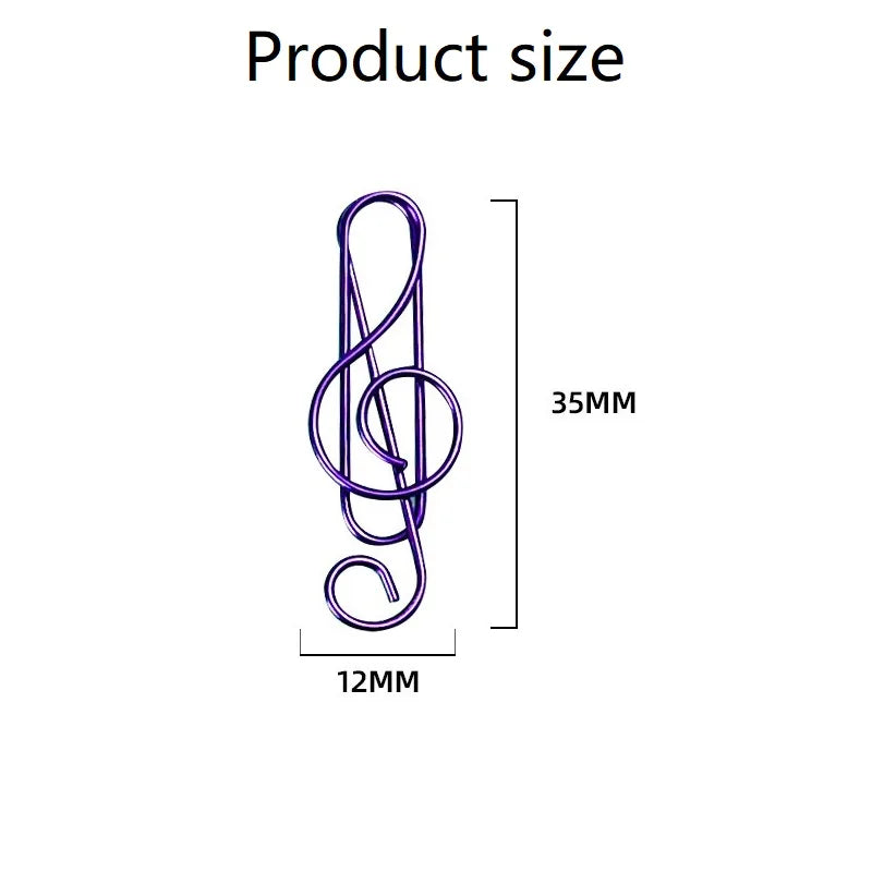 20PCS Music Theme Paper Clips Metal Office Cute Binder Kawaii Stationery Decorative Clips for Organizing And Decoration