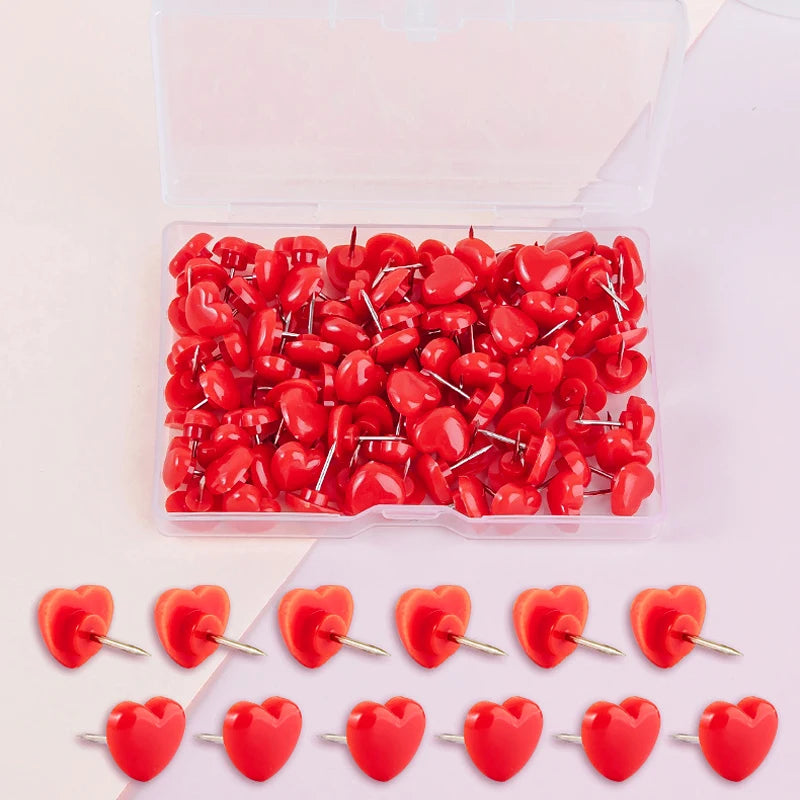 50pcs Heart Shape Push Pins Cork Board Thumb Tacks for Bulletin Board Office School Supplies Arts Crafts Stationery Accessories