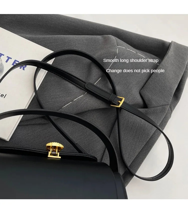 AVEN - 
Classic Black Shoulder Bag Women's Versatile Retro Crossbody Square Bags 2024 New Large Capacity Textured Leather Flap Handbags