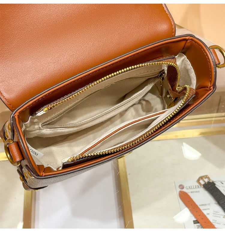 ÉLON - 
New minimalist and fashionable small handbag, contrasting color women's bag, high-end carriage crossbody bag, portable box bag