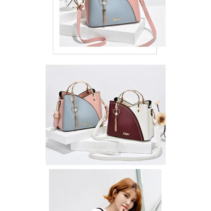 LUNI - 
Fashionable handbag Korean color-blocking large capacity women's bag fashionable one-shoulder crossbody bag bucket bag