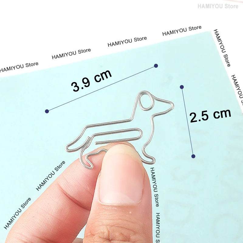 Little Dog Style Paper Clips Binder Clips Bookmarks Tickets Photo Clamp Patchwork Clips Office Binding Supplies silver purpleRed