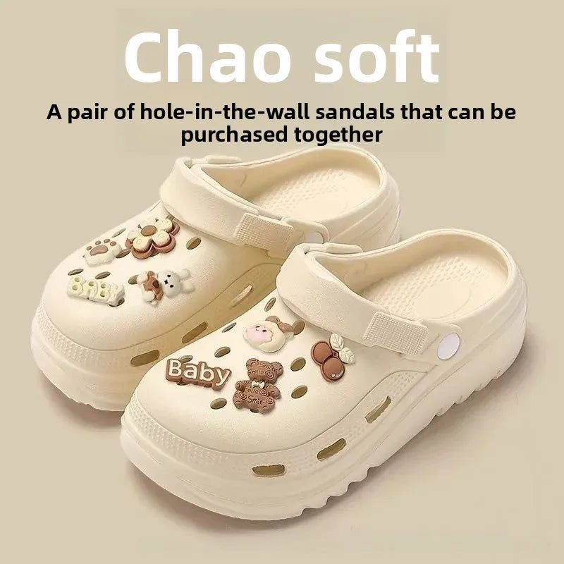 StepPop - Non Smelly Non Noisy Thick Bottomed Cartoon Versatile Heightening Anti Slip Summer New Style Women's Open Toe Beach Sandals