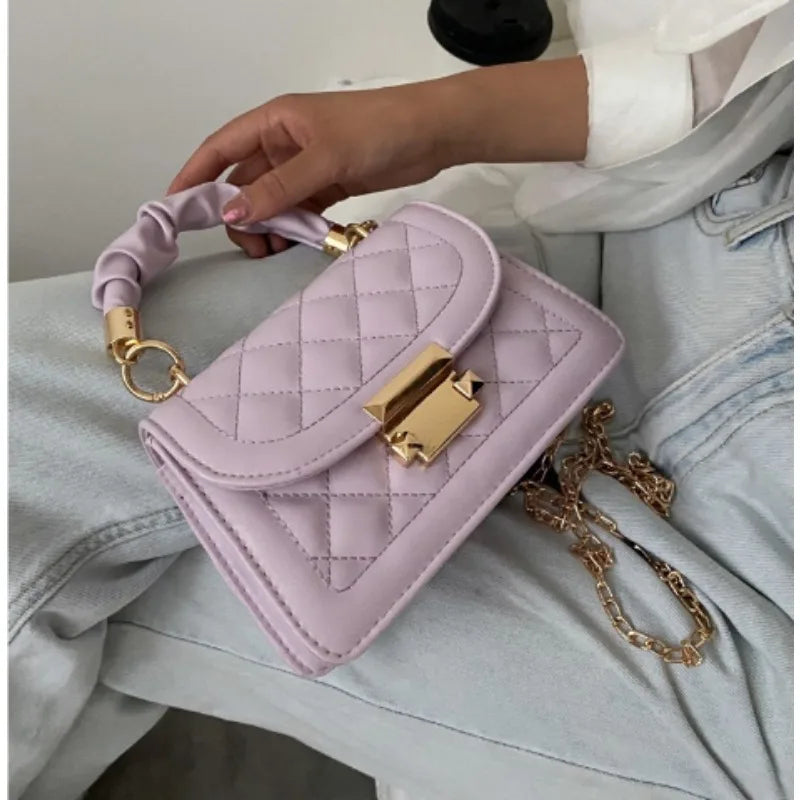 AURA Bag - 
Grid pattern tote bag women's buckle decoration flap wallet fashion PU leather crossbody bag high quality bag