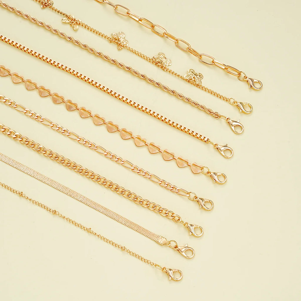 VIVORA - 
New European American Heart Butterfly Ankle Set for Women Bohemian Retro Beach Multi Bead Ankles Versatile Party Banquet Jewelry