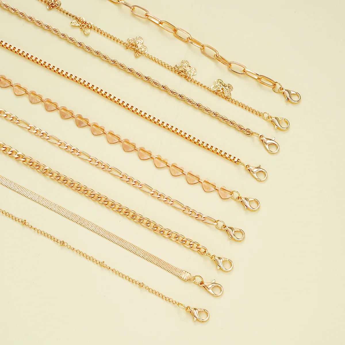 VIVORA - 
New European American Heart Butterfly Ankle Set for Women Bohemian Retro Beach Multi Bead Ankles Versatile Party Banquet Jewelry