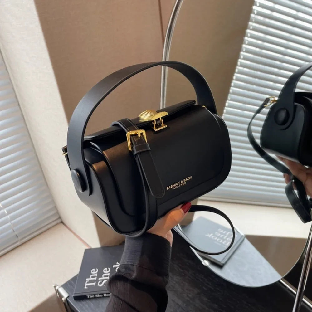 AVEN - 
Classic Black Shoulder Bag Women's Versatile Retro Crossbody Square Bags 2024 New Large Capacity Textured Leather Flap Handbags