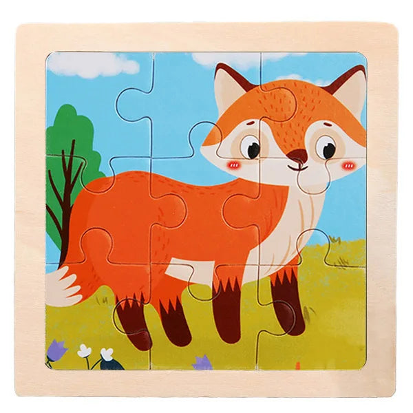 9 Pieces Wooden Puzzle Cartoon Dinosaur Transportation Montessori 3d Puzzle Game Early Learning Educational Toys for Children