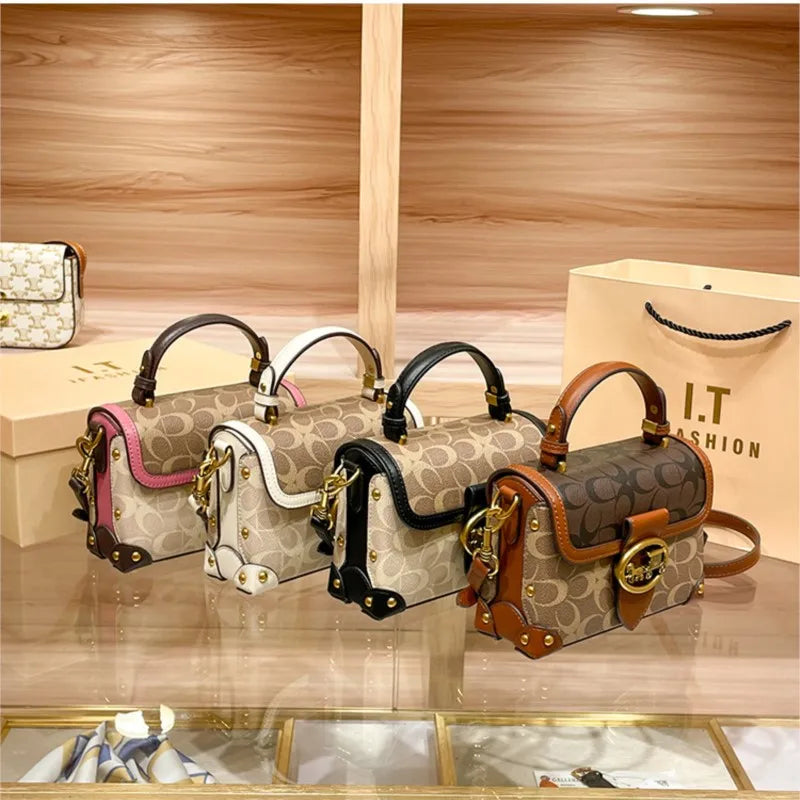 ÉLON - 
New minimalist and fashionable small handbag, contrasting color women's bag, high-end carriage crossbody bag, portable box bag