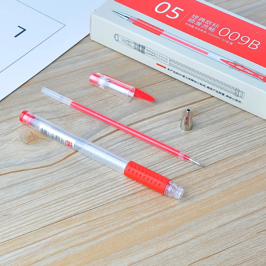 WQN-4/8/12pcs Gel Ink Pen Rollerball Pen Set Office Supplies Red Ink Color 0.5mm Ballpoint Pen Student School Stationery