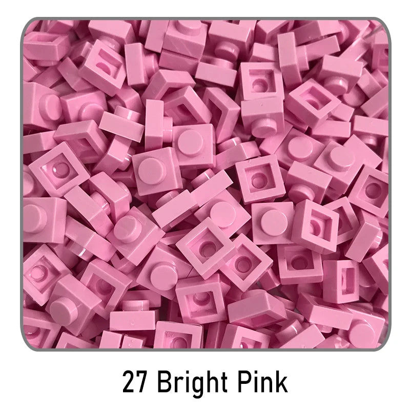 100Pcs DIY Bricks Parts 3024 1x1 Plate Educational Tech Construction Assmble Compatible Block Parts Toys for Child Kids