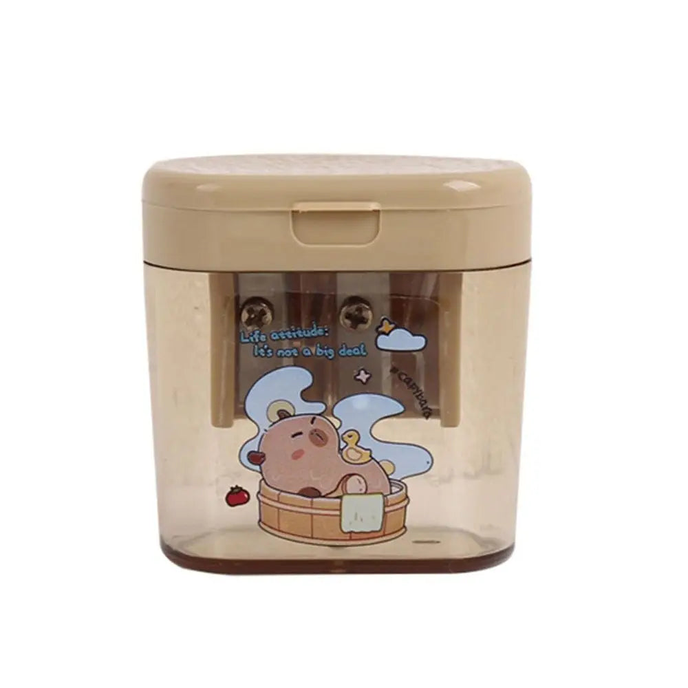 Cartoon Capybara Pencil Sharpener Mini Double Hole Student Cute Pencil Sharpeners Portable Pencil Sharpener for Kids