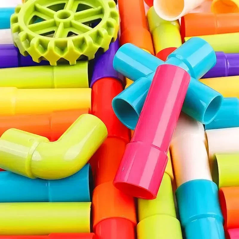 Kids' Plastic Water Pipe Building Blocks Toys Assembly Educational Playsets For Boys Aged 3-4-6 Years Old Creative Connector