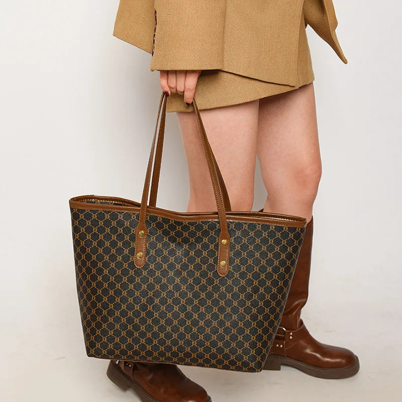 TOVA - 
Large Capacity Shoulder Bag Women's PU Leather Handbag for Commuting and Casual Use Versatile Tote Bag