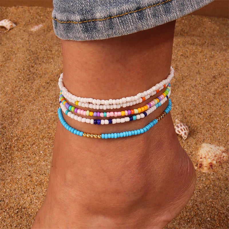Zafira Anklets - Bohemian Colorful Handmade Beads Anklets for Women Summer Beach Ankle Bracelet Foot Leg Chain Female Girls Jewelry Accessories