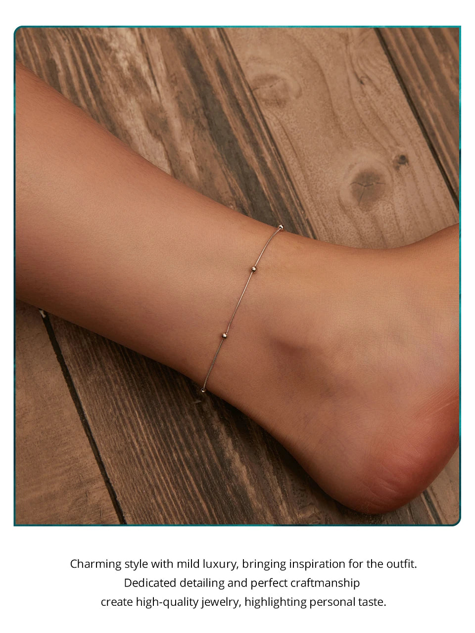 Dazzlink - 
BAMOER Solid 925 Sterling Silver Dazzling Beads Anklet, Chian Bracelet for Leg Female Foot Jewelry For Women BST009