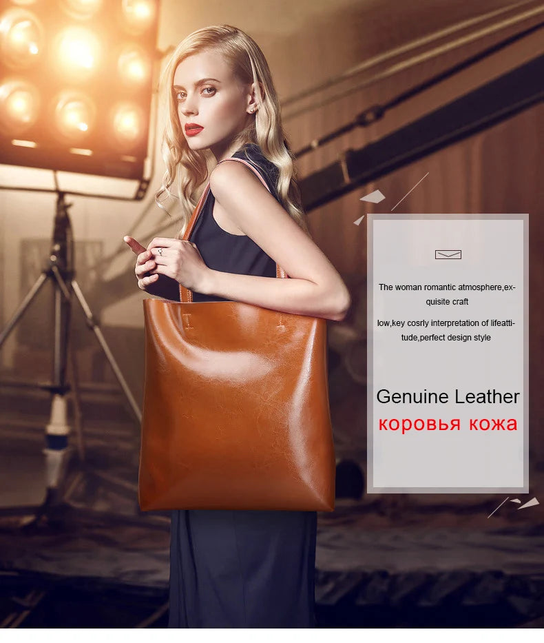 ARLEN - 
Cow Leather Bag Ladies Genuine Leather Handbags Big Women Bag Large Vintage Female 2023 Office Hand Shoulder Bags For Women Tote