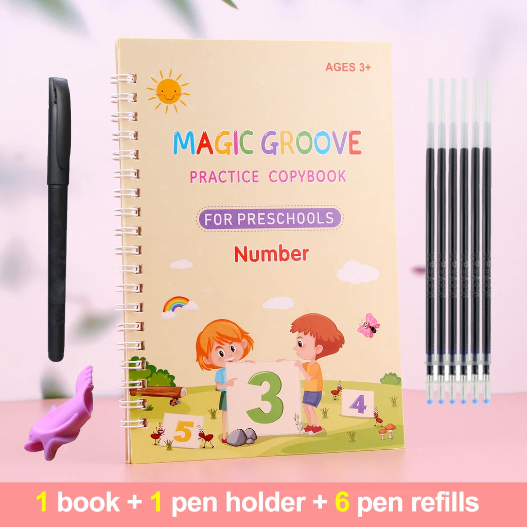 Reusable Magic Copybook Arabic Drawing Toys Children Montessori Pen Control Training Writing Learning Educational Toy Kids Gifts