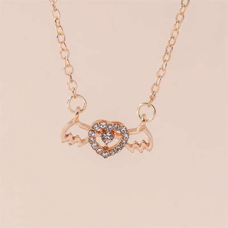 Aurivelle - Y2K Crystal Butterfly Heart Necklace Fashion Kpop Shiny Clavicle Chain Necklaces for Women Girls New Trend Party Gifts Jewelry